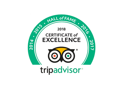Tripadvisor Certificate of Excellence 2014 to 2018