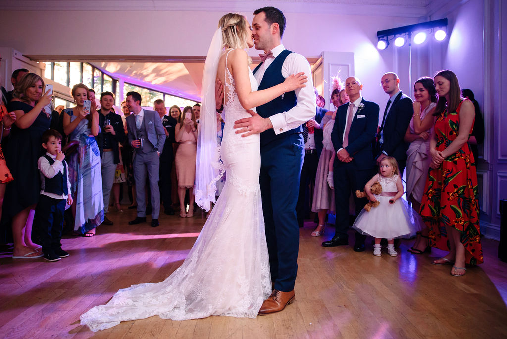 Bride & groom's first dance at West Tower at their spring wedding